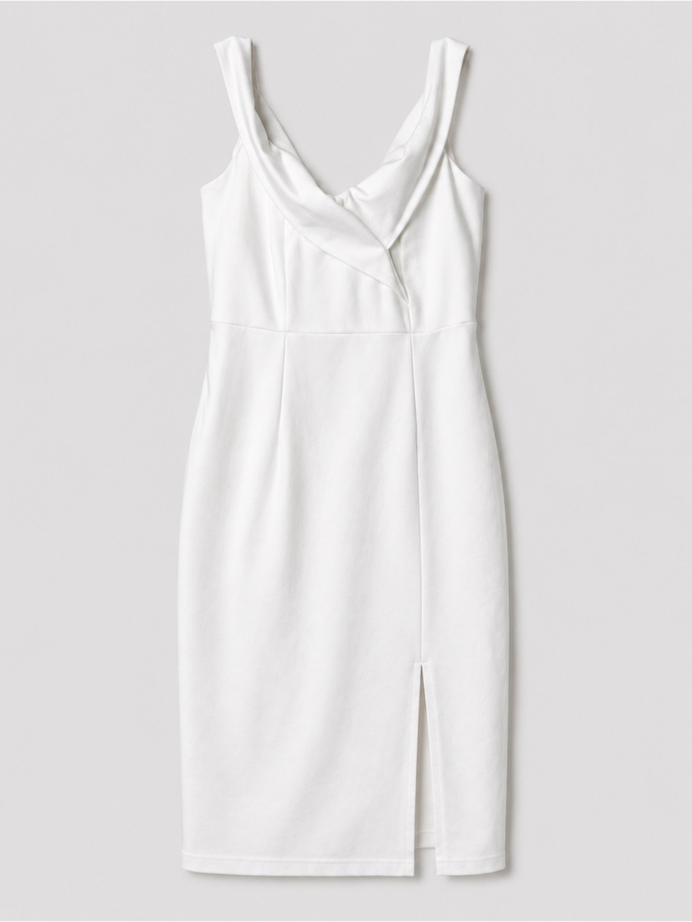 Lulus White Midi Cocktail Dress XS Sleeveless Cowl Neck Side Slit Bridal Shower